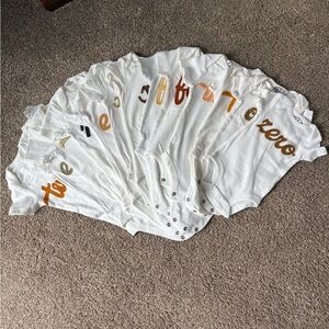 Set of White Baby Onesies with Colorful Text